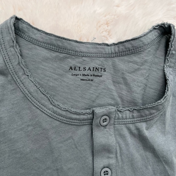 All Saints Shirts All Saints Figure Short Sleeve Henley In Vintage Green Poshmark